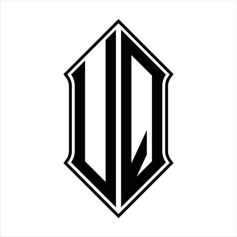 Logo monogram with shieldshape and outline design template vector icon abstract