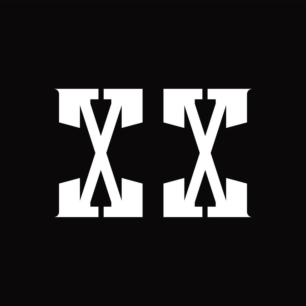 monograma del logotipo xx con plantilla de diseño de corte medio vector