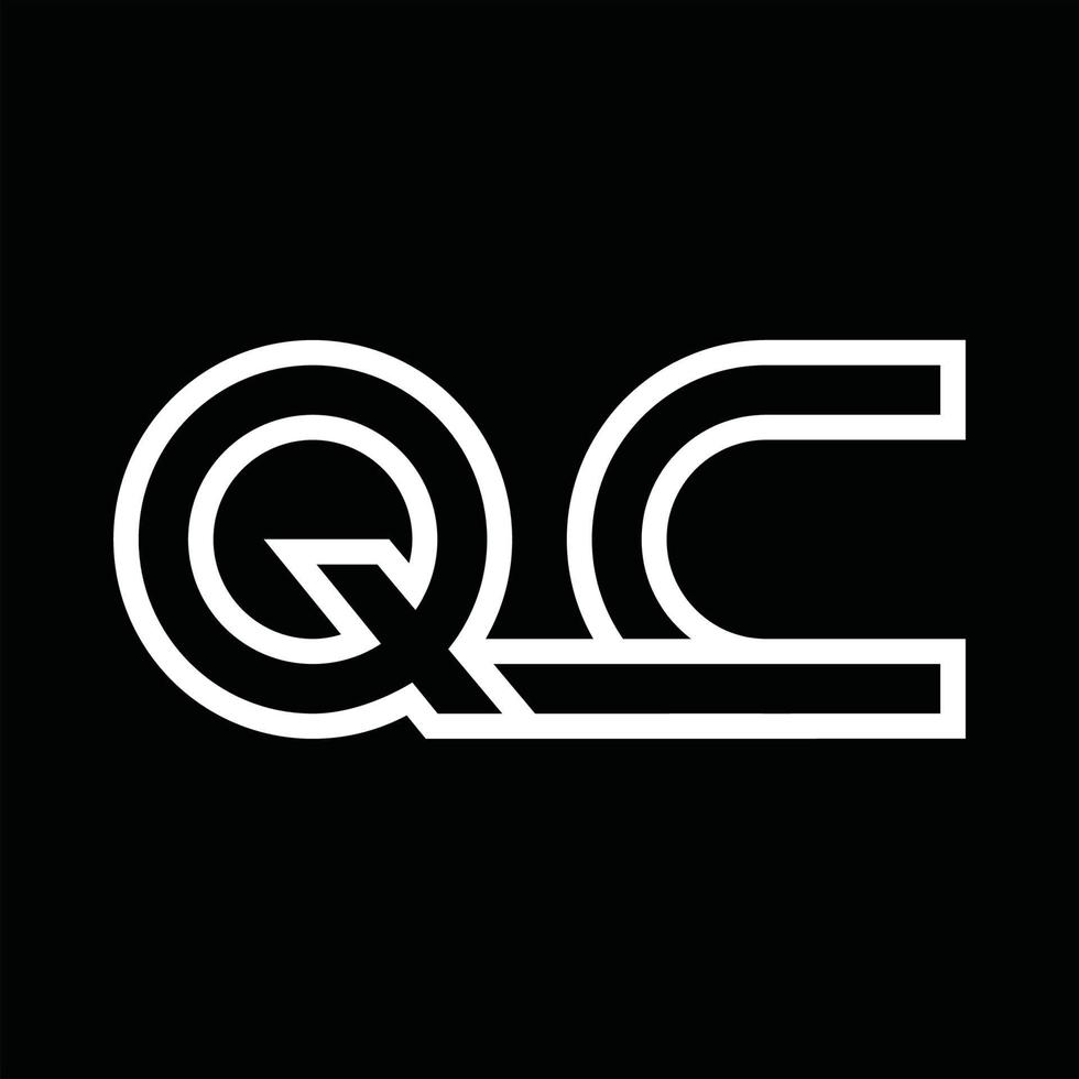 QC Logo monogram with line style negative space vector