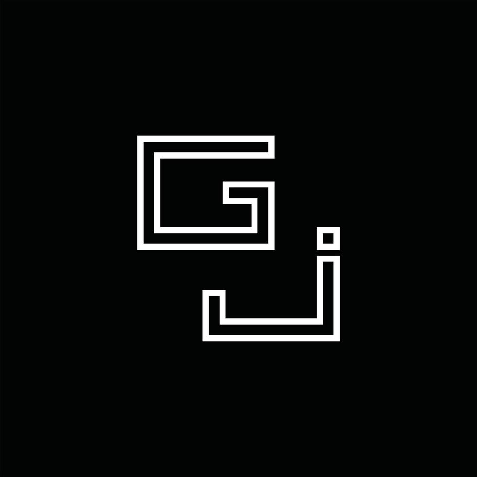 monograma del logotipo gj con plantilla de diseño de estilo de línea vector