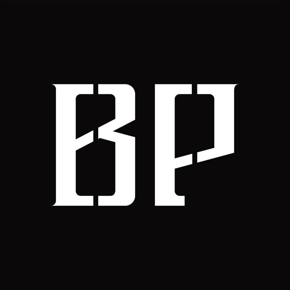 monograma del logotipo de bp con plantilla de diseño de corte medio vector