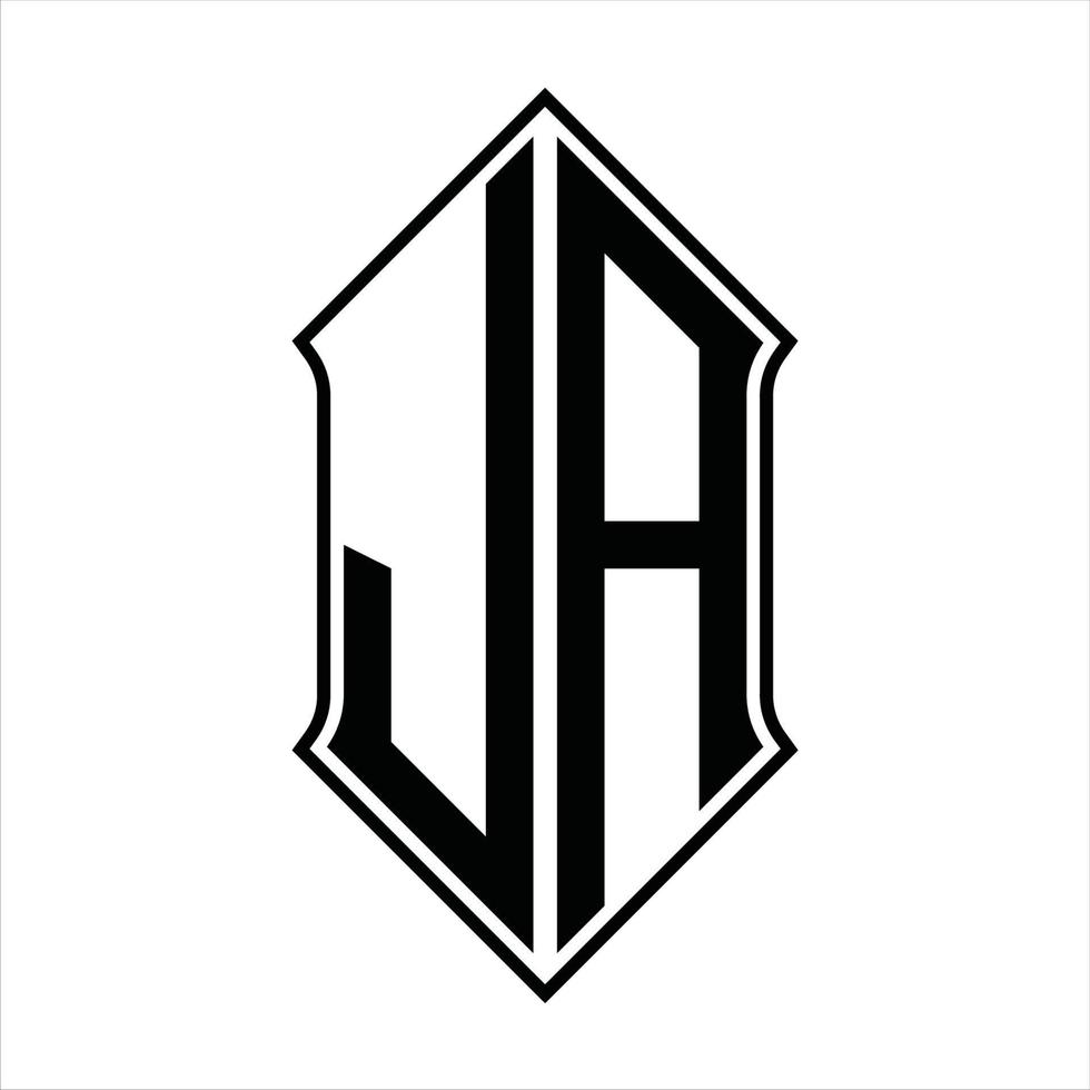 Logo monogram with shieldshape and outline design template vector icon abstract
