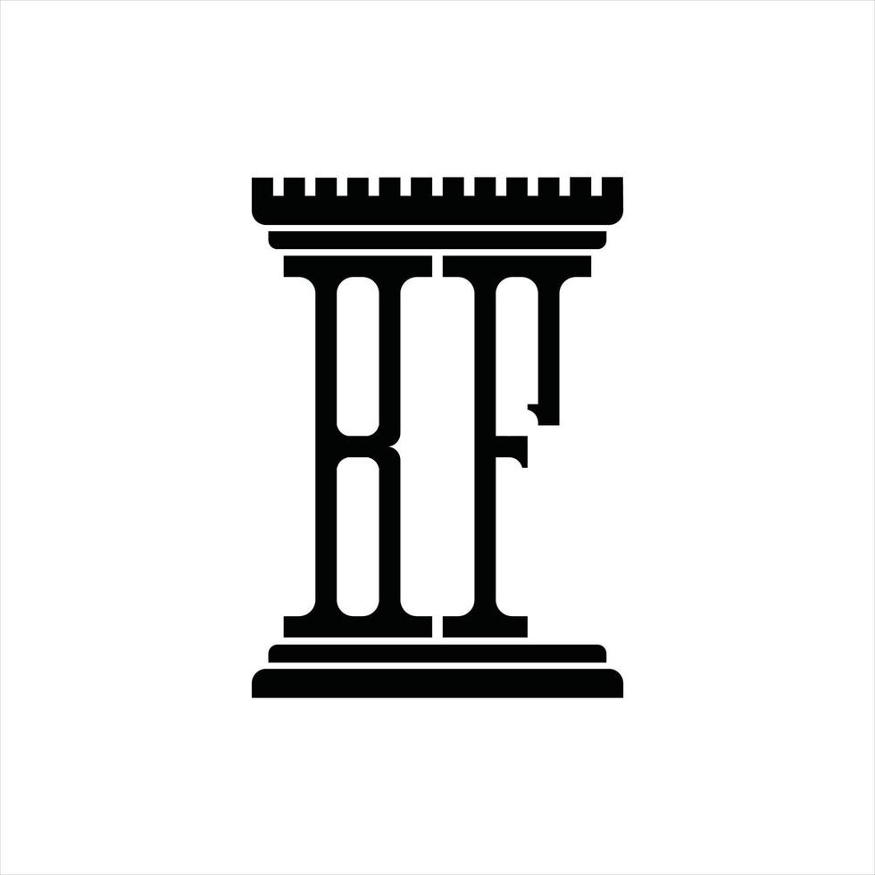 BF Logo monogram with pillar shape design template vector