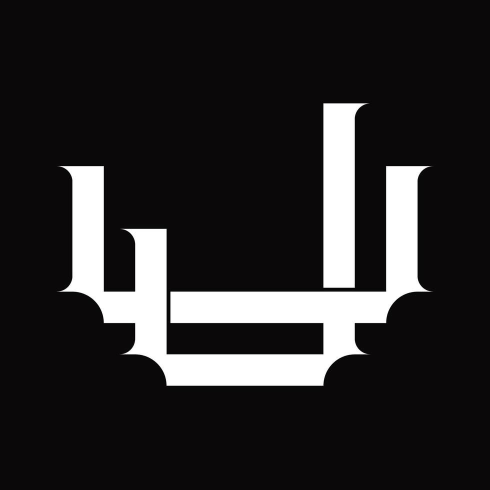 monograma del logotipo uj con plantilla de diseño de estilo enlazado superpuesto vintage vector