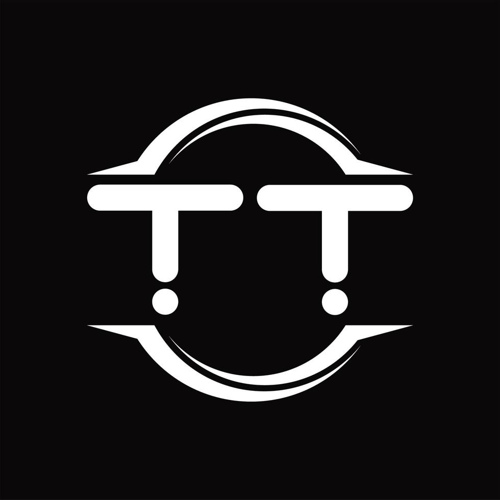 monograma del logotipo tt con plantilla de diseño de forma de corte redondeado circular vector
