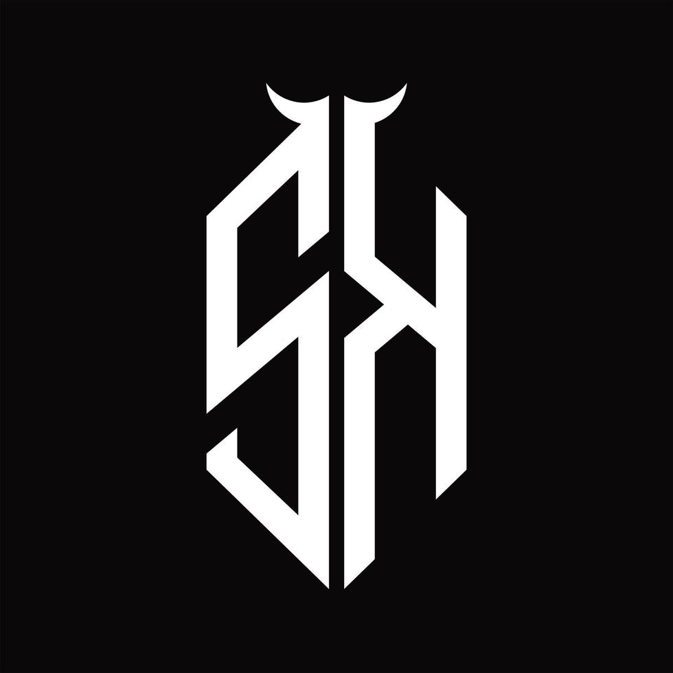 monograma del logotipo sk con plantilla de diseño en blanco y negro aislada en forma de cuerno vector