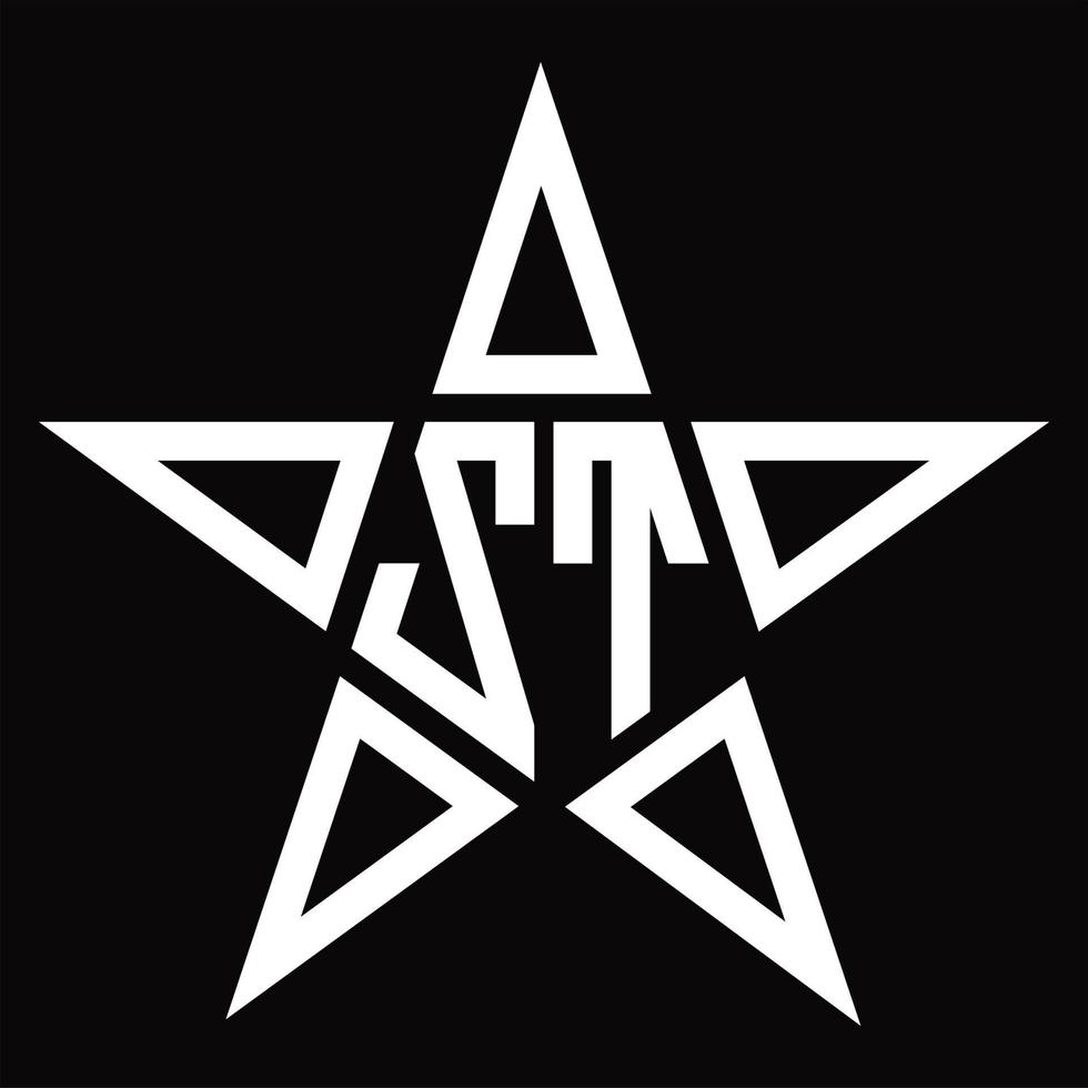 monograma del logotipo zt con plantilla de diseño en forma de estrella vector