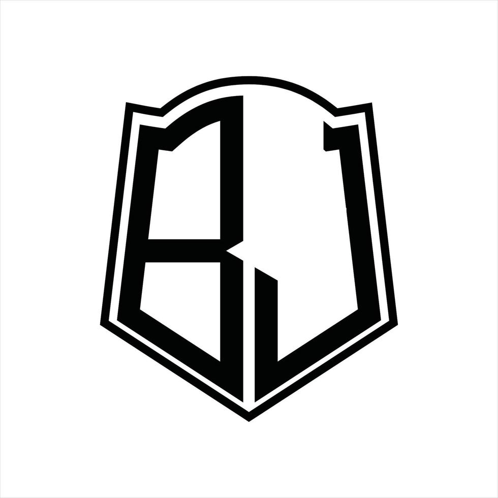 Logo monogram with shield shape outline design template vector