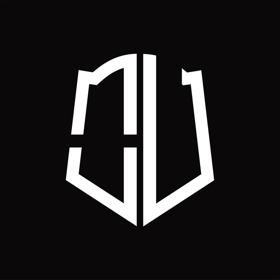 OU Logo monogram with shield shape ribbon design template vector