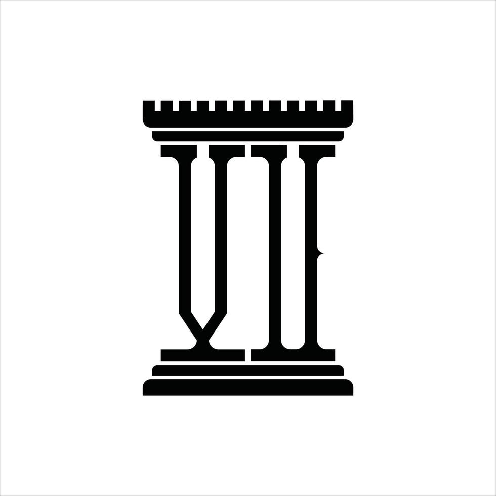 VU Logo monogram with pillar shape design template vector
