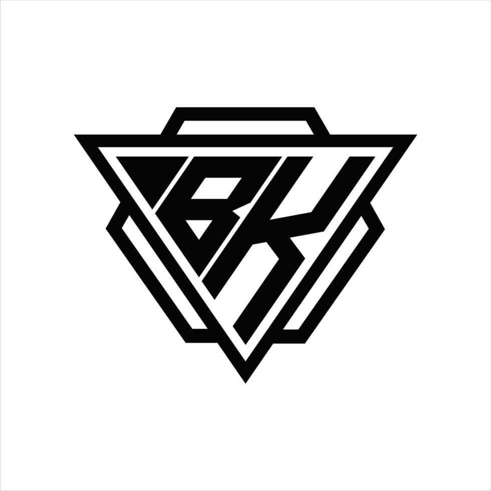 BK Logo monogram with triangle and hexagon template vector