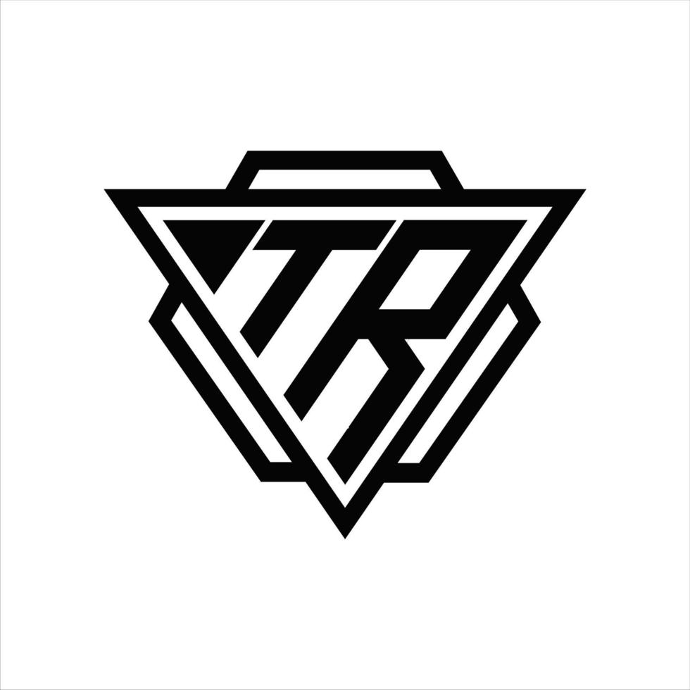 monograma del logotipo tr con plantilla de triángulo y hexágono vector