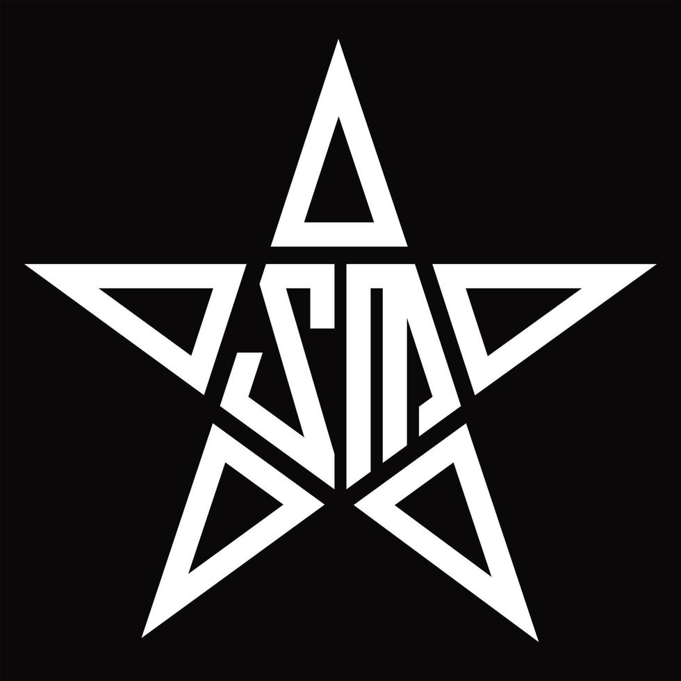 monograma de logotipo zm con plantilla de diseño de forma de estrella vector