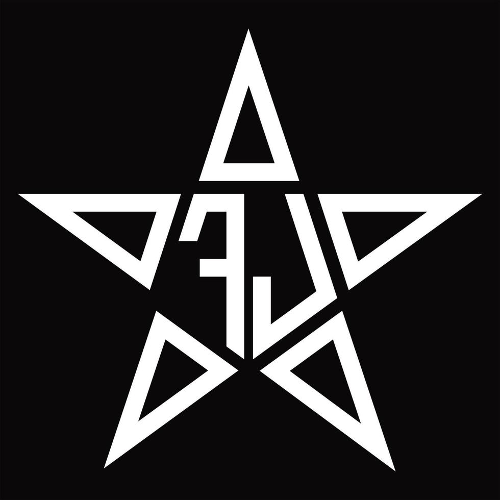 monograma del logotipo fj con plantilla de diseño en forma de estrella vector