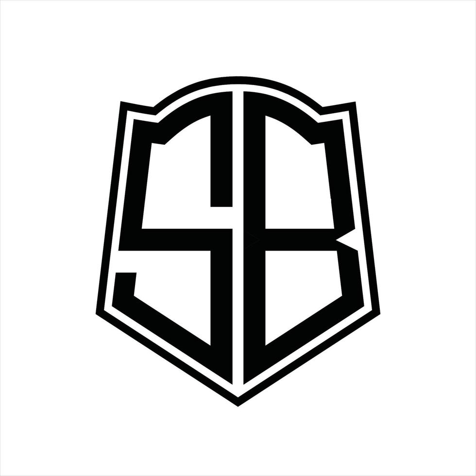 monograma de logotipo sb con plantilla de diseño de esquema de forma de escudo vector