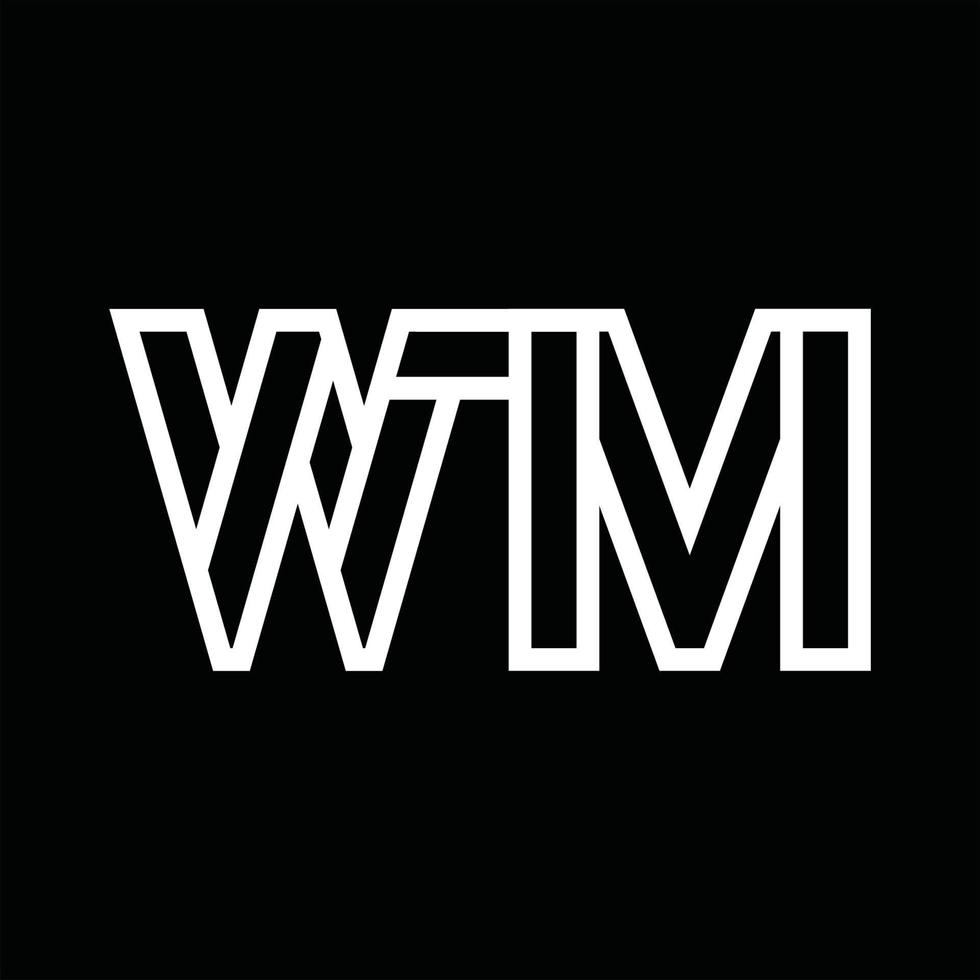 monograma del logotipo wm con espacio negativo de estilo de línea vector