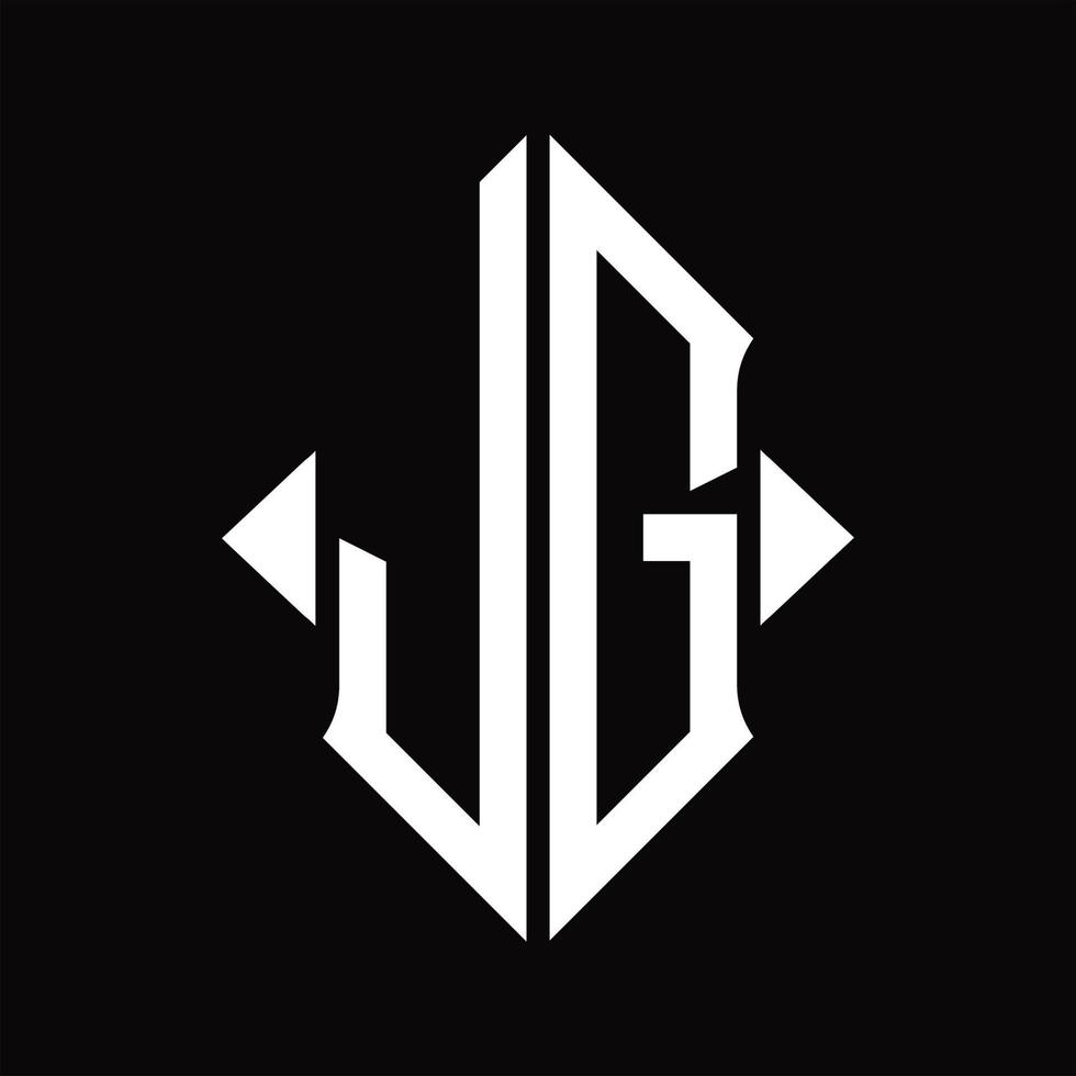 monograma del logotipo jg con plantilla de diseño aislado en forma de escudo vector