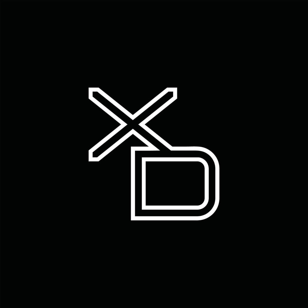monograma del logotipo xd con plantilla de diseño de estilo de línea vector