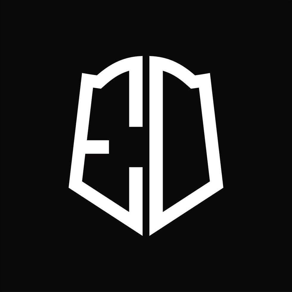 monograma del logotipo de ed con plantilla de diseño de cinta en forma de escudo vector