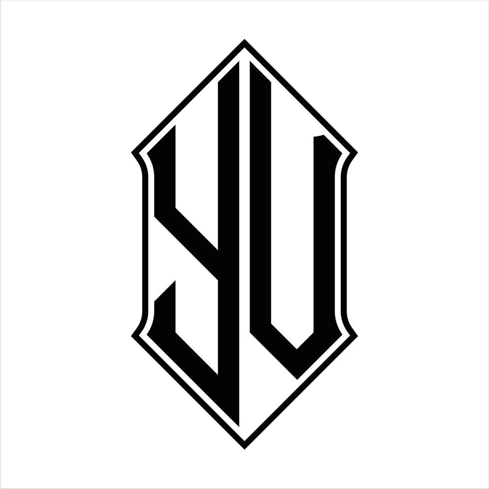 Monograma del logotipo yv con forma de escudo y plantilla de diseño de esquema icono vectorial abstracto vector