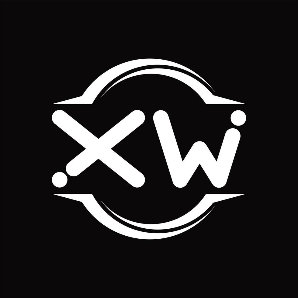 XW Logo monogram with circle rounded slice shape design template vector