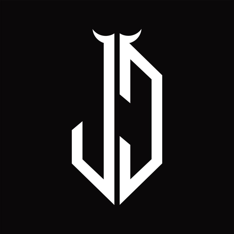 JC Logo monogram with horn shape isolated black and white design template vector