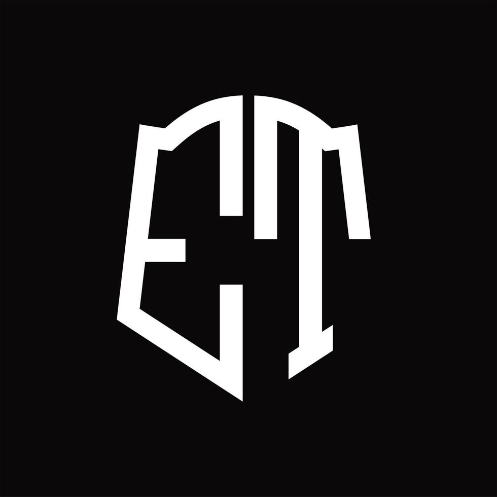 ET Logo monogram with shield shape ribbon design template vector