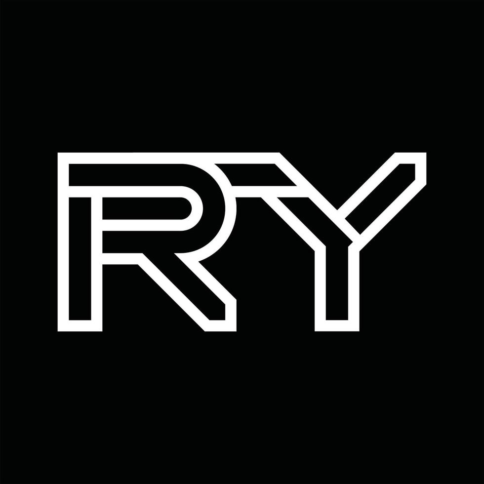 monograma del logotipo ry con espacio negativo de estilo de línea vector