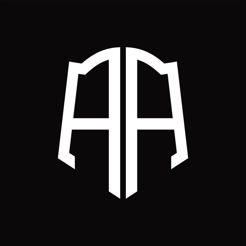 AA Logo monogram with shield shape ribbon design template vector