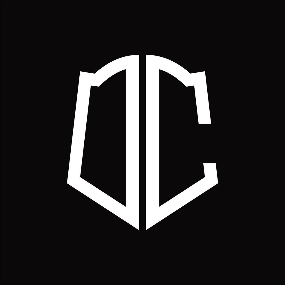 DC Logo monogram with shield shape ribbon design template vector