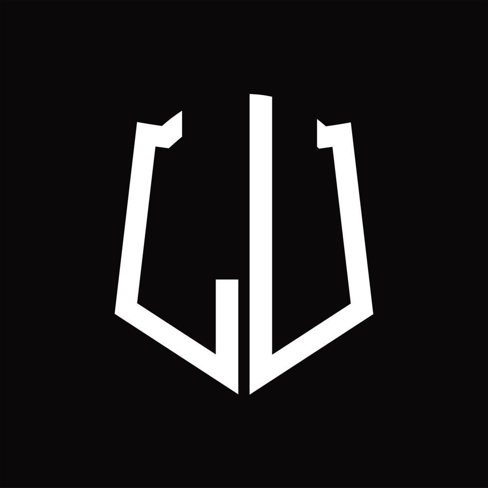 monograma del logotipo lu con plantilla de diseño de cinta en forma de escudo vector