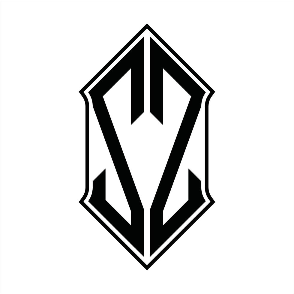ZZ Logo monogram with shieldshape and outline design template vector icon abstract