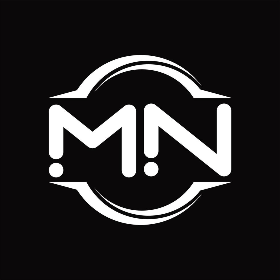 MN Logo monogram with circle rounded slice shape design template vector