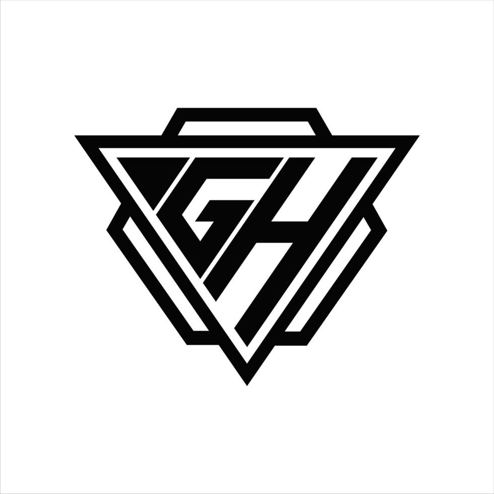 GH Logo monogram with triangle and hexagon template vector