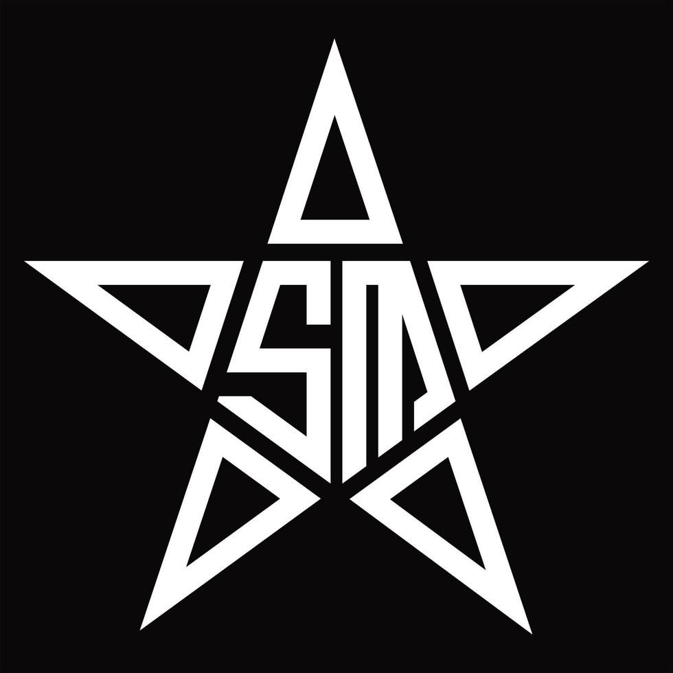 monograma de logotipo sm con plantilla de diseño de forma de estrella vector