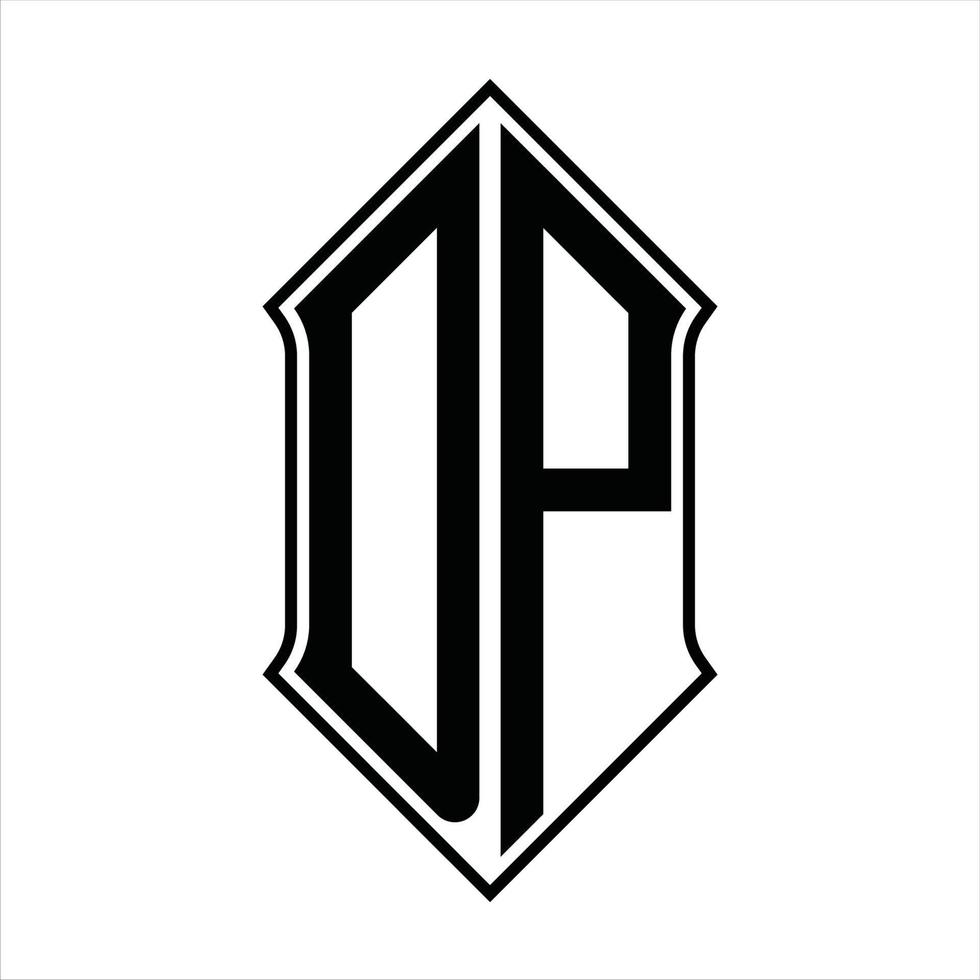 DP Logo monogram with shieldshape and outline design template vector icon abstract