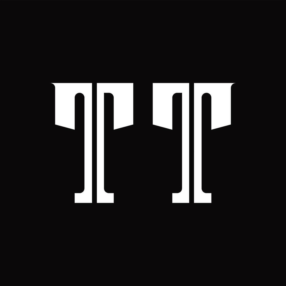 TT Logo monogram with middle slice design template vector