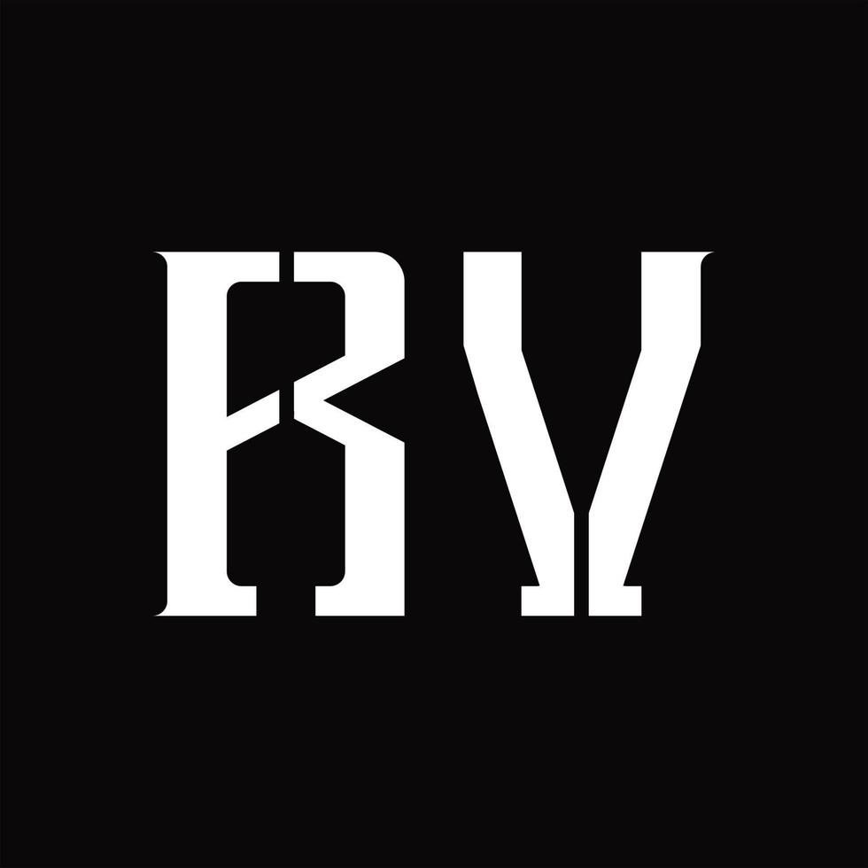 monograma de logotipo rv con plantilla de diseño de corte medio vector