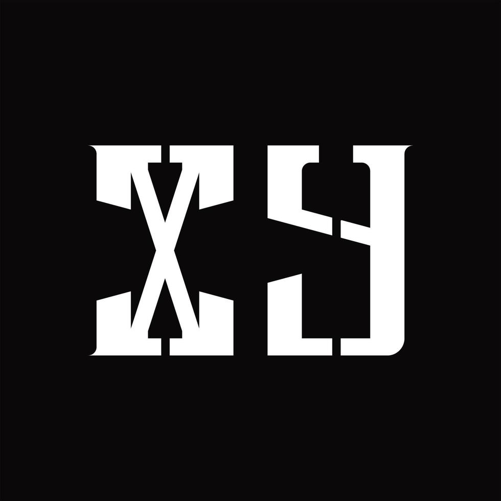 monograma del logotipo xy con plantilla de diseño de corte medio vector