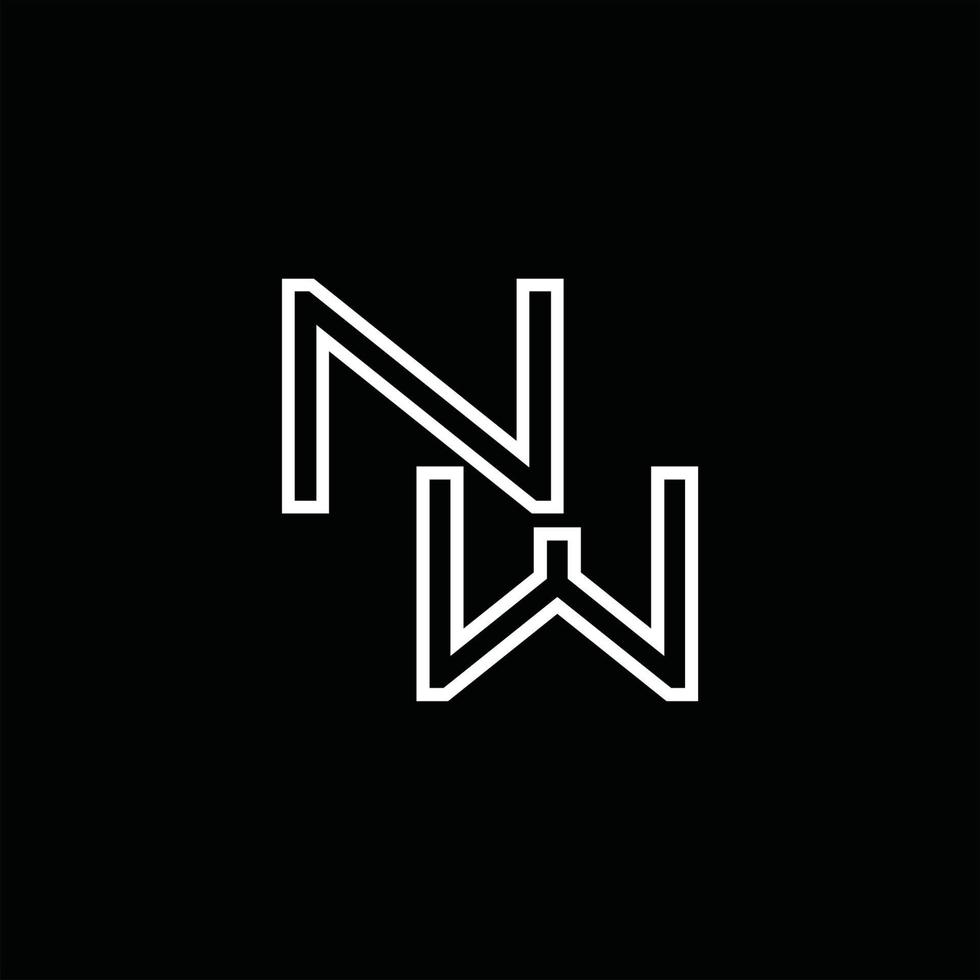 monograma de logotipo nw con plantilla de diseño de estilo de línea vector