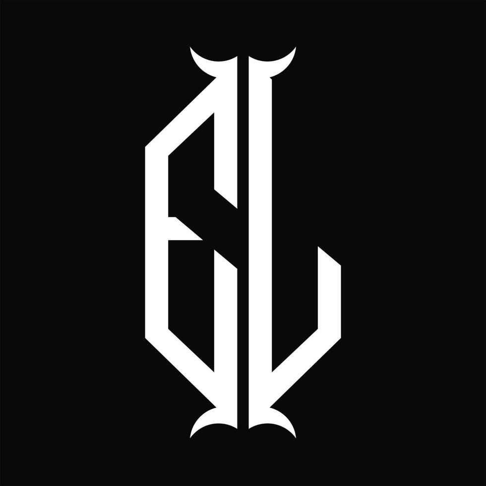 EL Logo monogram with horn shape design template vector