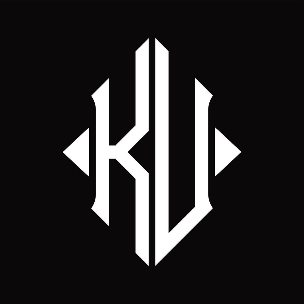 monograma del logotipo ku con plantilla de diseño aislado en forma de escudo vector
