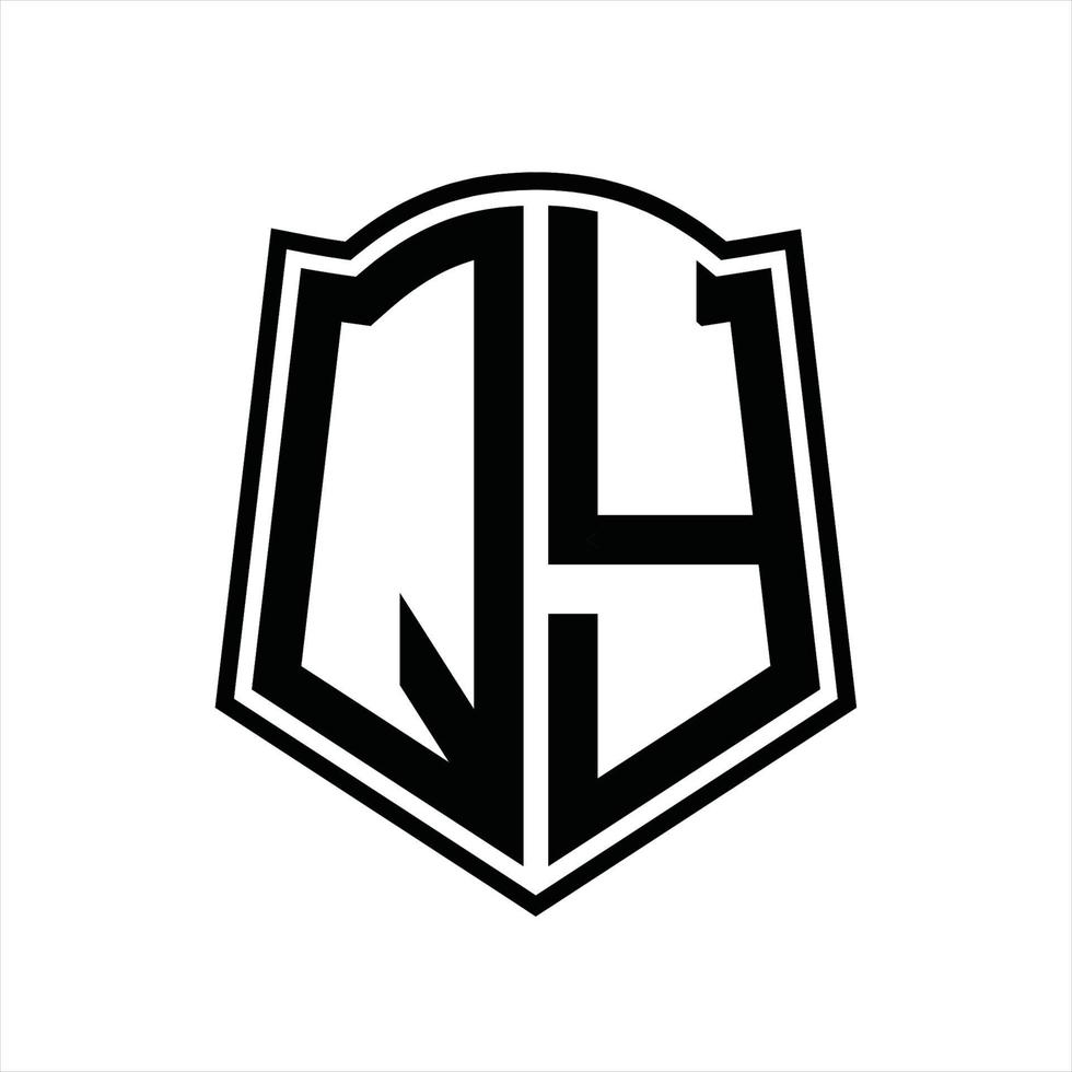 monograma de logotipo qy con plantilla de diseño de esquema de forma de escudo vector