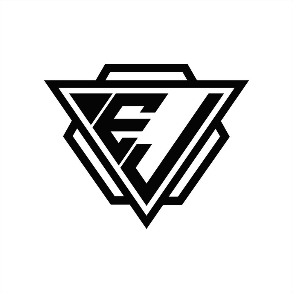 EJ Logo monogram with triangle and hexagon template vector