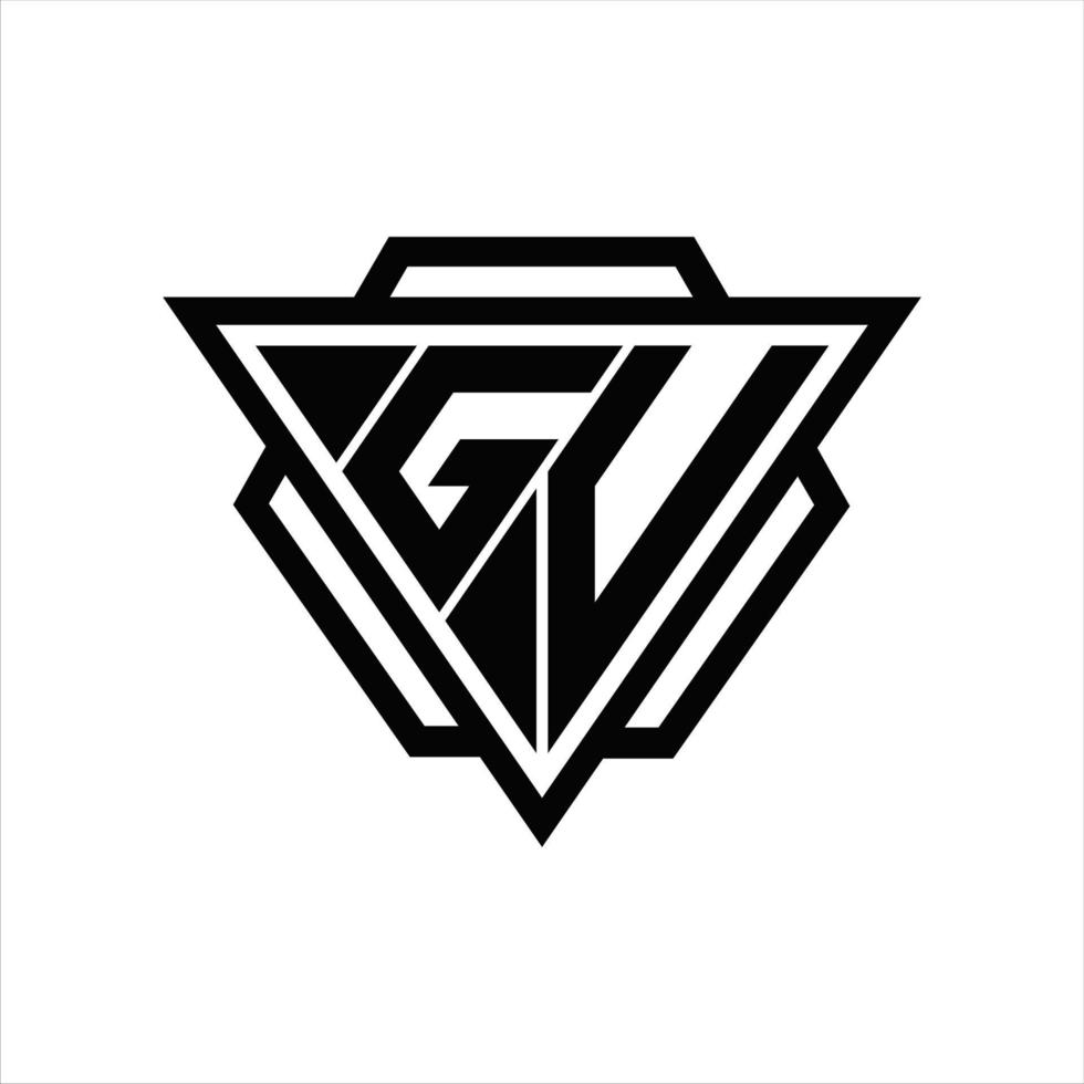 GV Logo monogram with triangle and hexagon template vector