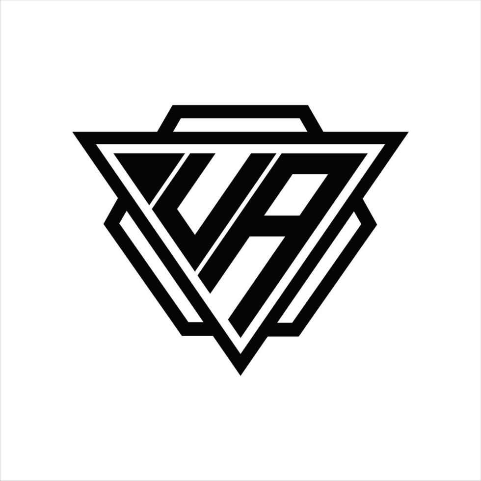 monograma del logotipo de ua con plantilla de triángulo y hexágono vector