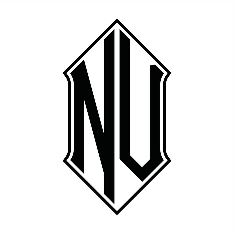 Logo monogram with shieldshape and outline design template vector icon abstract