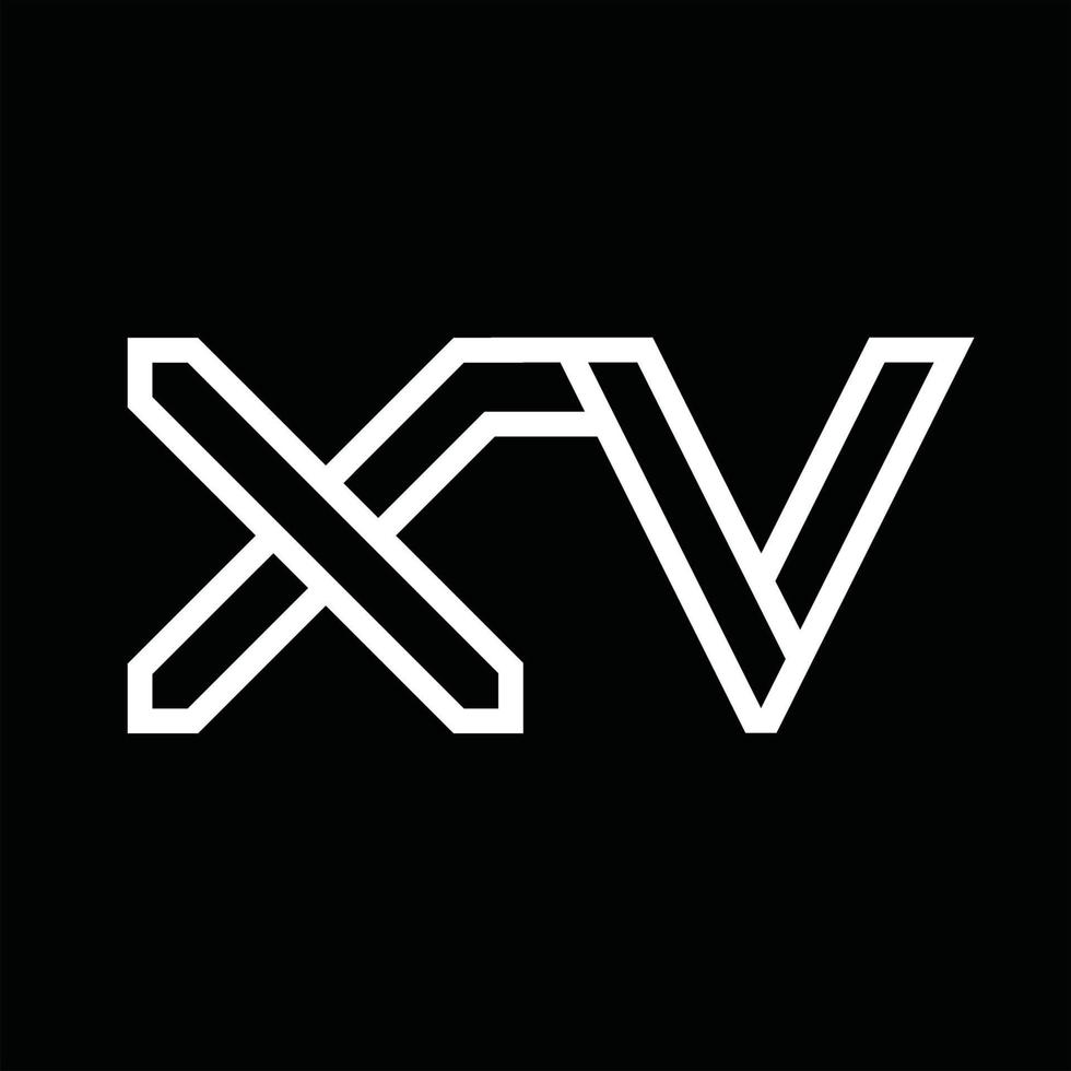 monograma del logotipo xv con espacio negativo de estilo de línea vector
