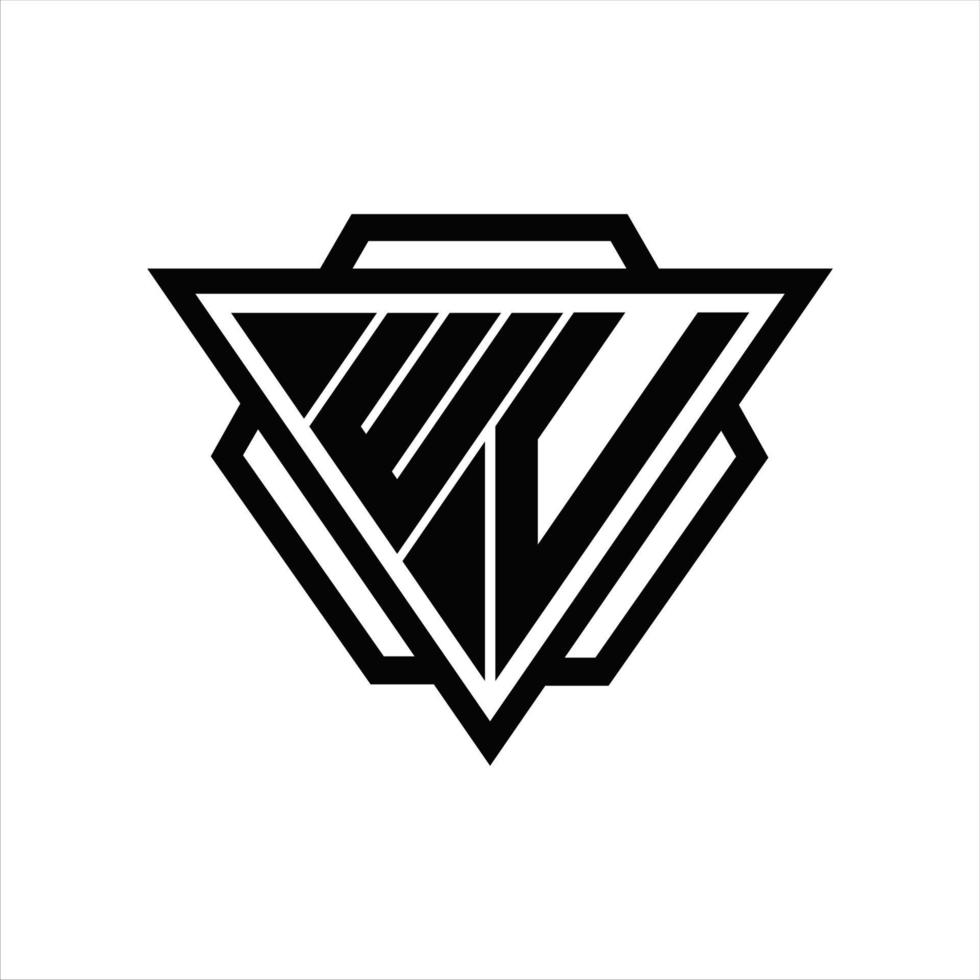 WV Logo monogram with triangle and hexagon template vector