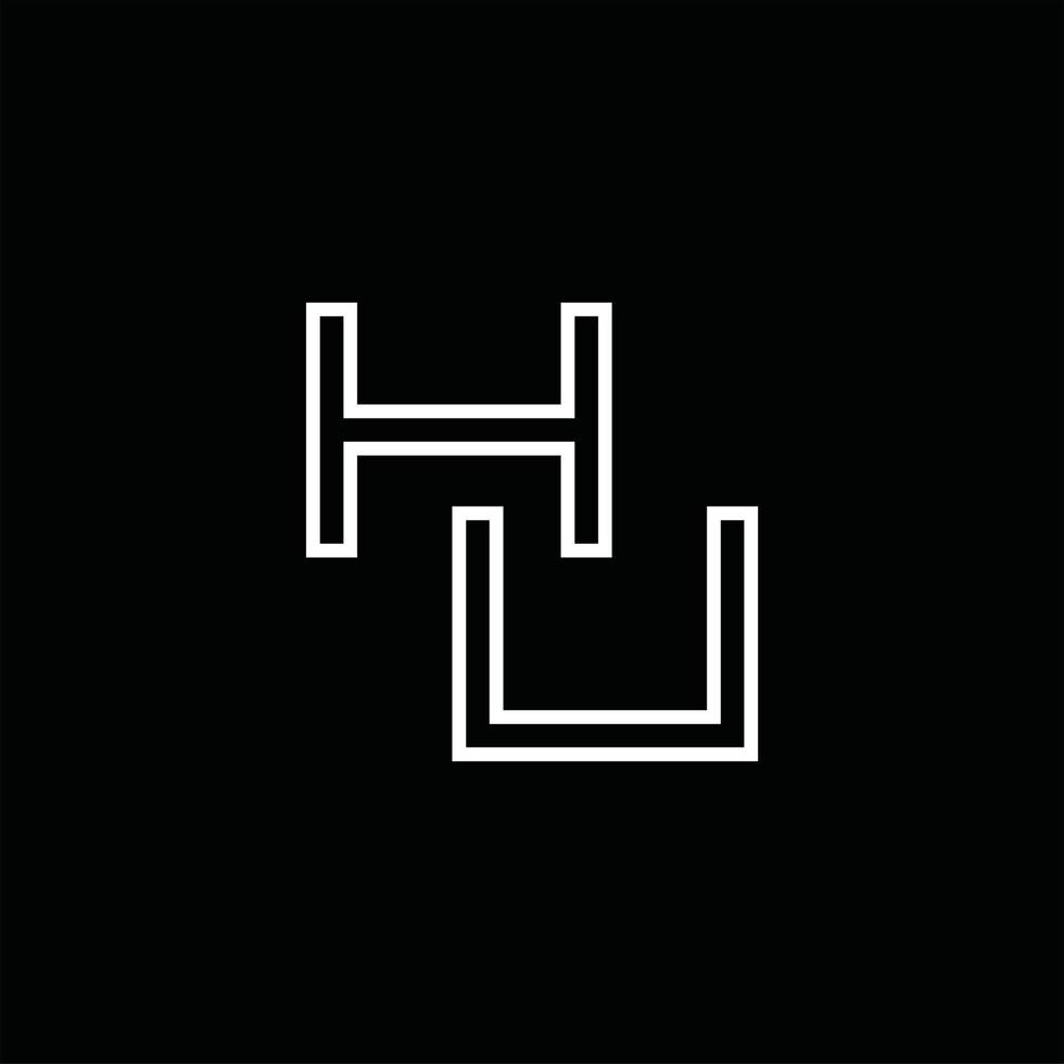 HU Logo monogram with line style design template vector